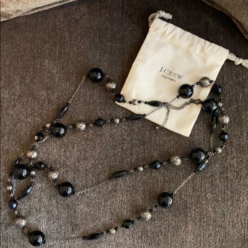 Jcrew black and silver double wrap necklace
